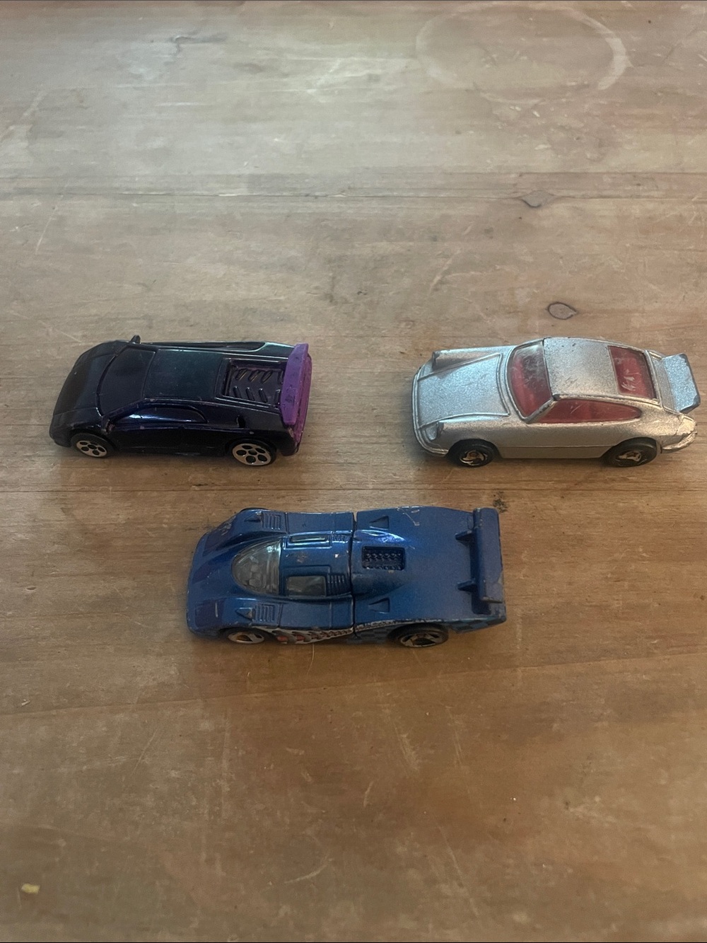 Kids Die-Cast Toy Car Set - Blue, Purple, Silver